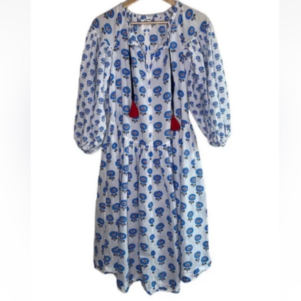 Handpainted Limited Edition Anthropologie Dress Cobalt Blue Sunflower
